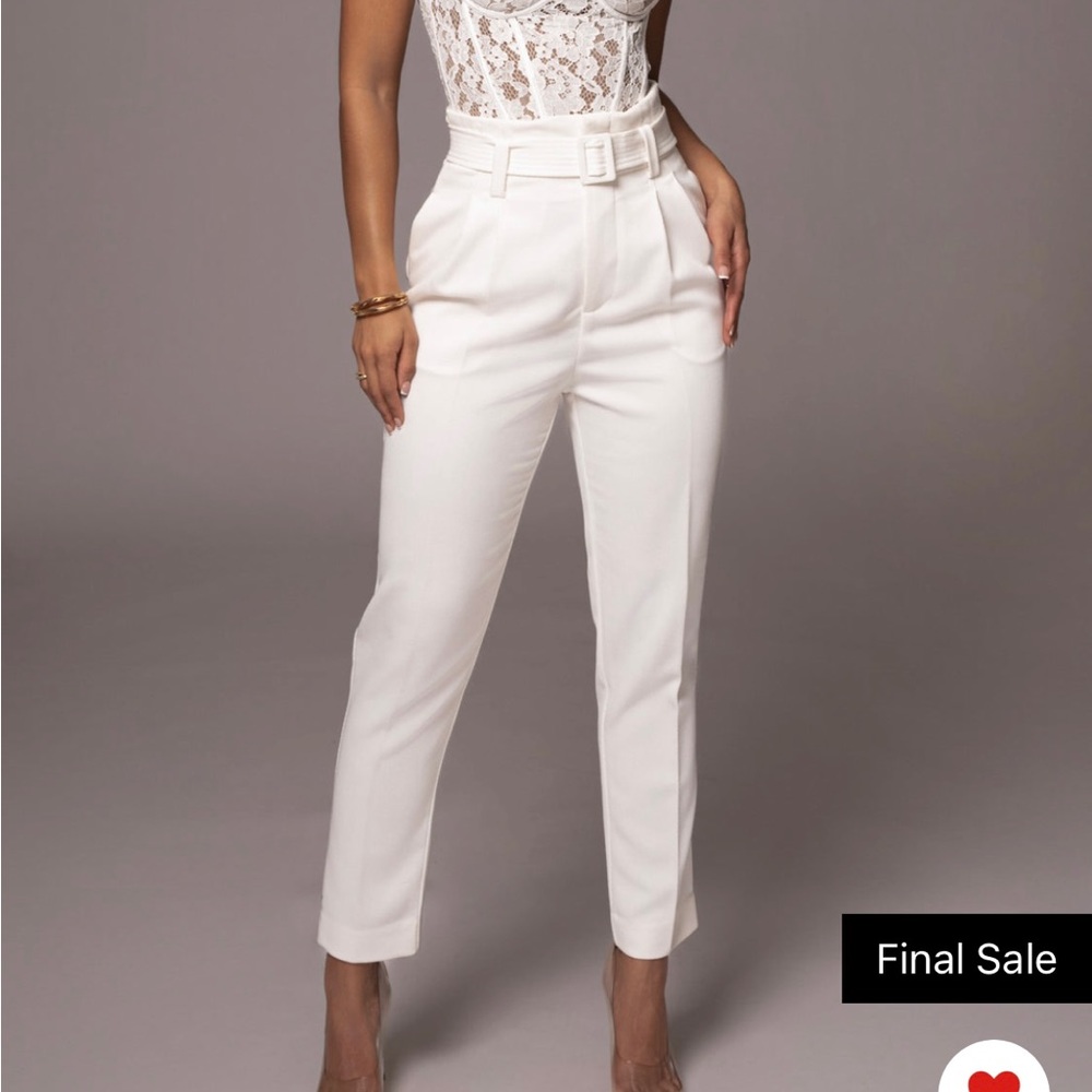 White linen work pants